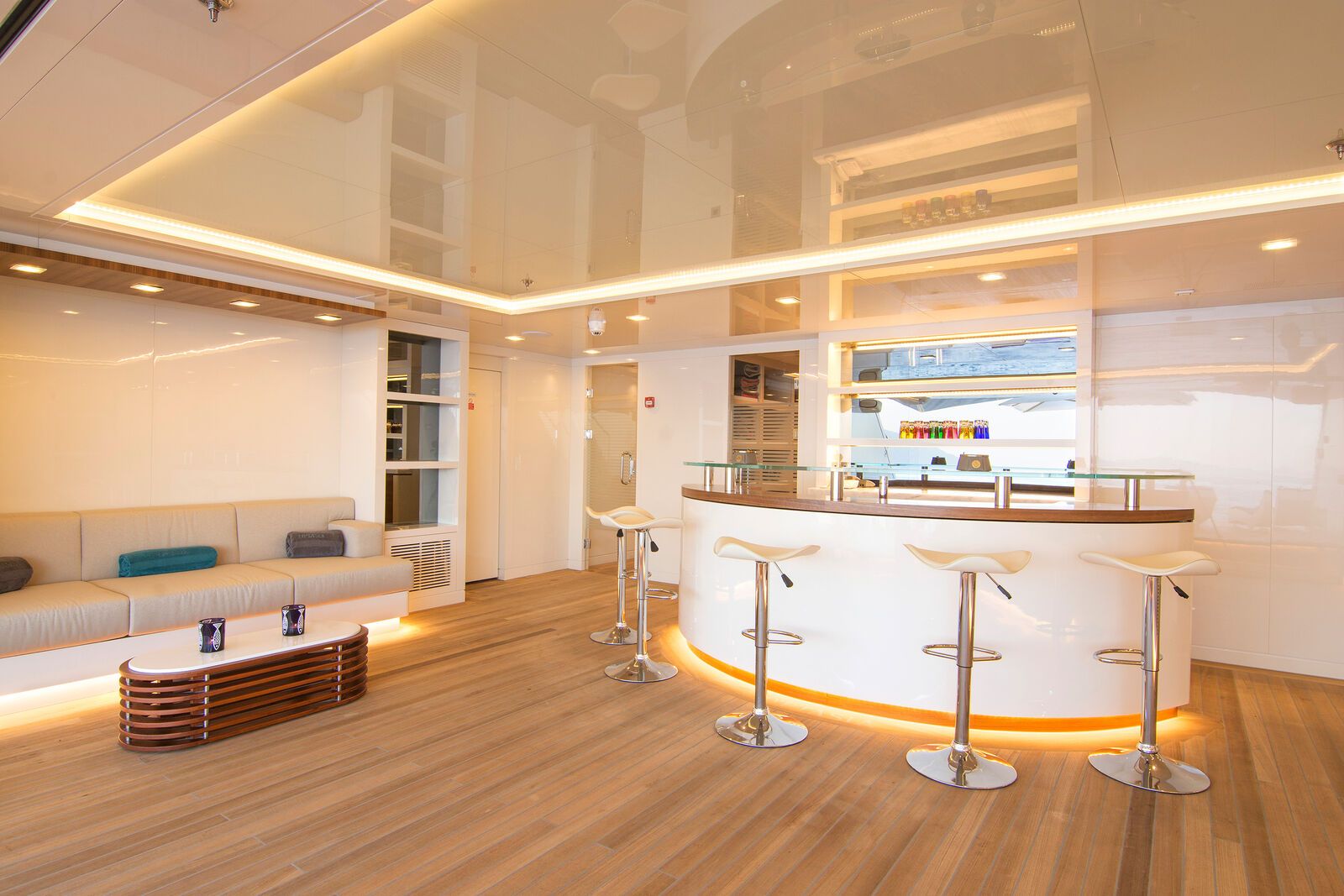 Beach house interior teak flooring